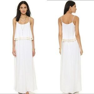 Tbags White Misa Fringe Maxi Dress Size Small Vacation